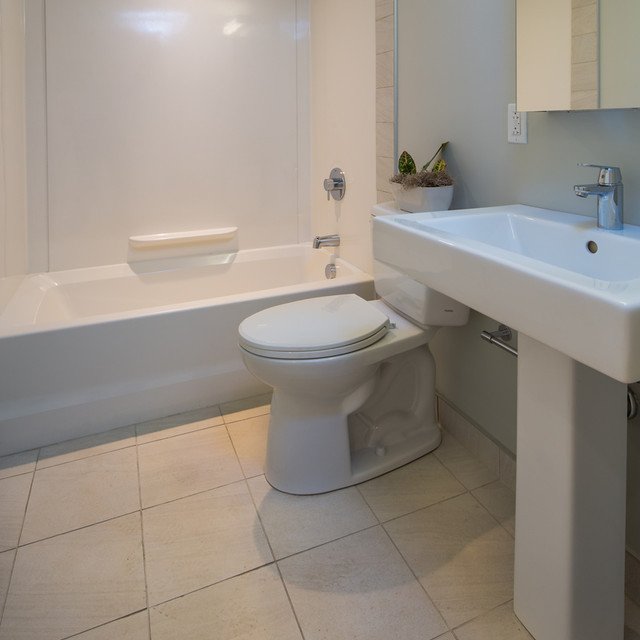 The Wyeth -  Bathroom with Bathtub Shower and Vanity Area